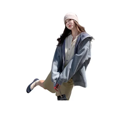 REMOULD Серый Синий Клетка Женский Свитшот