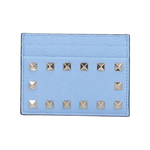 Valentino Rockstud Рельефная Телячья Кожа Держатель для Карт Женский Светло-Синий