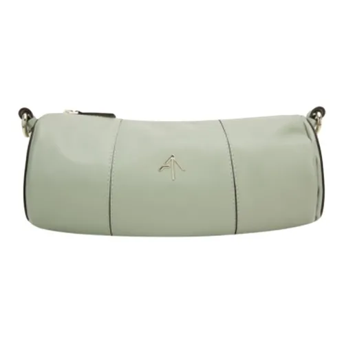 Manu Atelier Цилиндр Коровья кожа Сумка на плечо Стандартная Женская Светло-зеленая