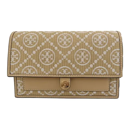 TORY BURCH T Monogram Raffia Wallet Women's Natural