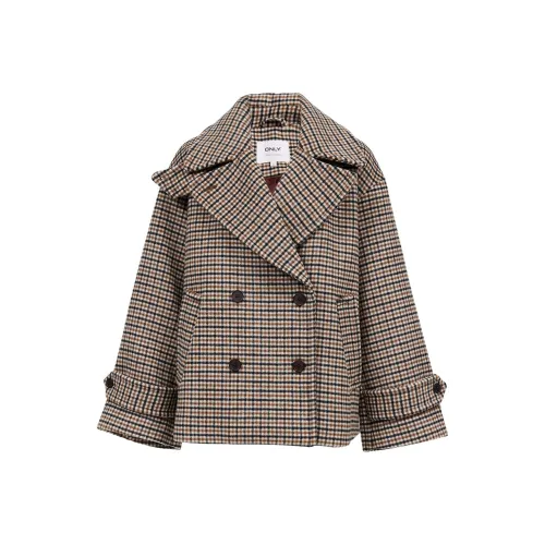ONLY Пальто Женское Holmes Коричневый Клетка