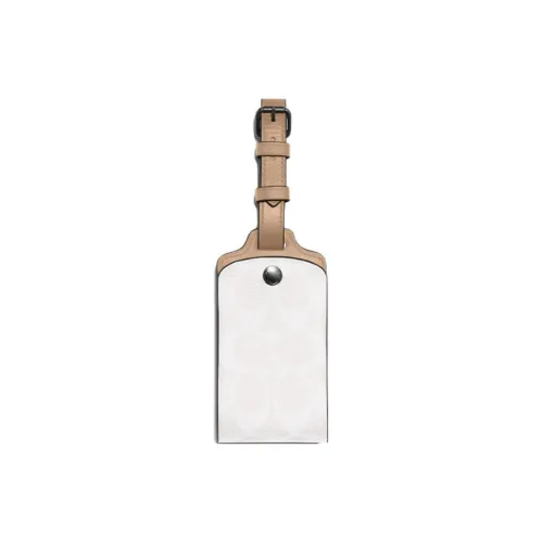 COACH Luggage Tag Холст с кожей Luggage Tag Светлый хаки и экрю