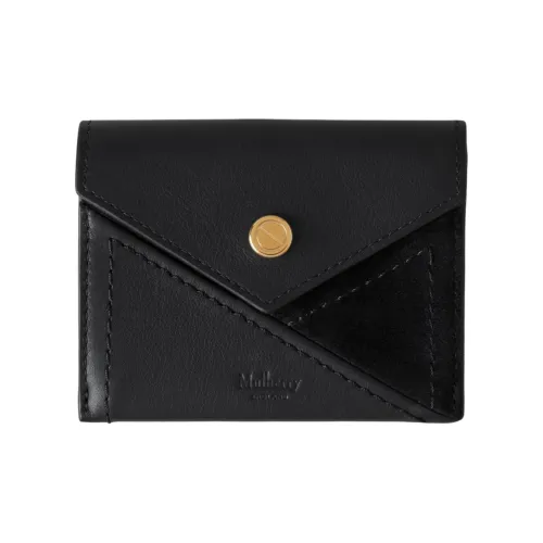 Mulberry Гладкий Матовый Телячья кожа с Козья кожа Замша Держатель для карт Держатель для карт Средний Женский Черный