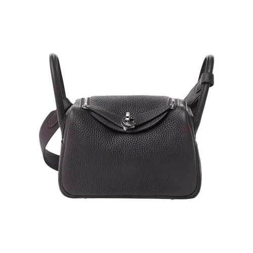 HERMES Lindy Taurillon Clemence Коровья кожа Сумка Сумка через плечо Сумка через плечо Мини Женская 46 Ebene Эбеновый