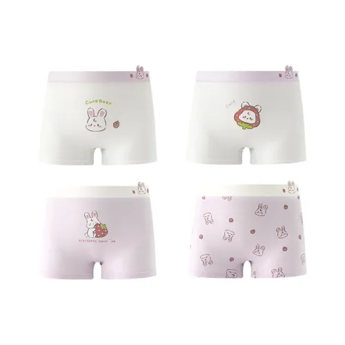 MIANQIXIONG Кролик Принцесса 4 шт A210 [Тутовый шелк ластовица 10A класс антибактериальный] Kids нижнее белье