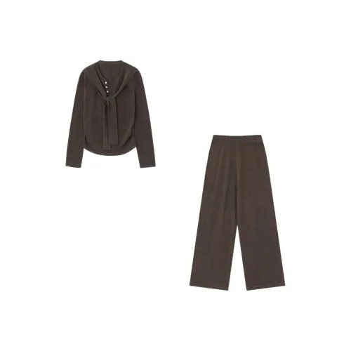 XWI Темный кофейный женские повседневные костюмы