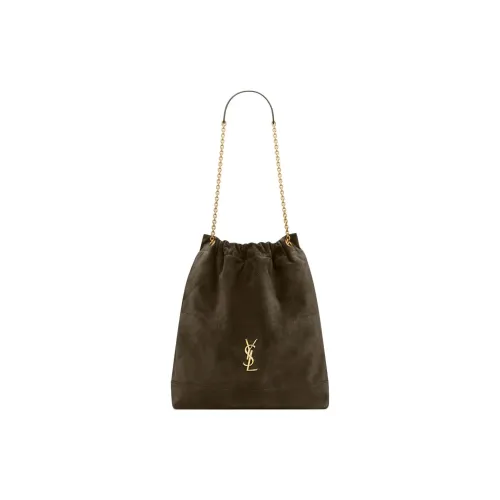 SAINT LAURENT Jamie Замша Телячья кожа Сумка на плечо Большая Женская Светлый цвет мускуса