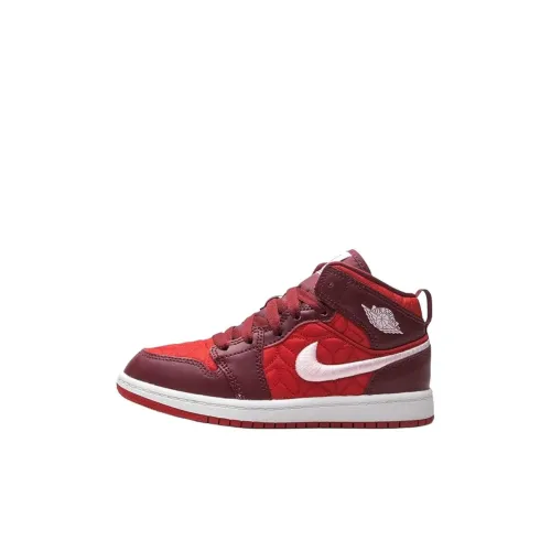 Jordan Air Jordan 1 MID SE MID Топ Детские баскетбольные кроссовки Красный Детский возраст 3-7 лет