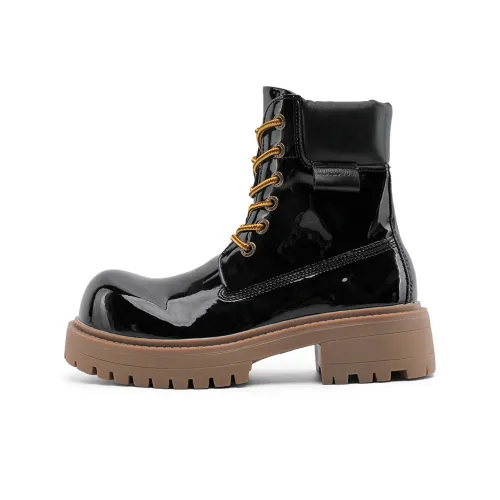 MUYI MID High Martin Boots Outdoor Casual Commute Platform Leather Boots Men's