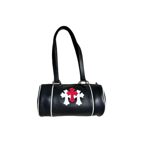 Chrome Hearts Кожа Цилиндрическая Сумка Плечевая Сумка Сумка Женская Черная