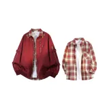 Бургундская+Красная рубашка в клетку