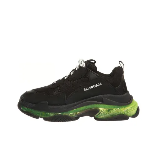 Balenciaga Triple S Прозрачный Подошва Низкий Топ Толстая Подошва Кроссовки Мужские Черный Зеленый
