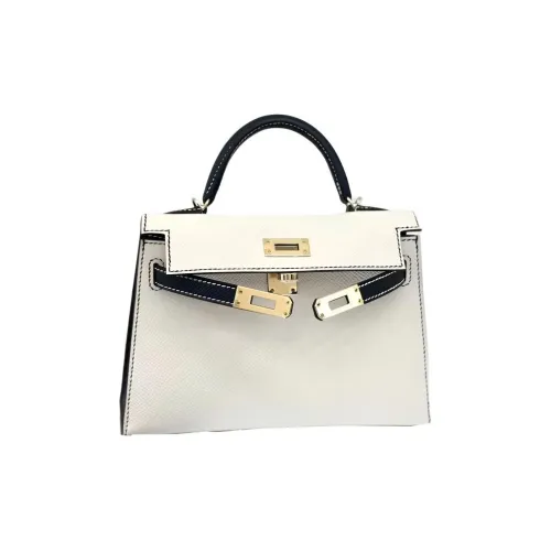 HERMES Mini Kelly 2nd Generation Сумка Kelly из эпсомской кожи Сумка через плечо Сумка Mini Женская Черно-белая