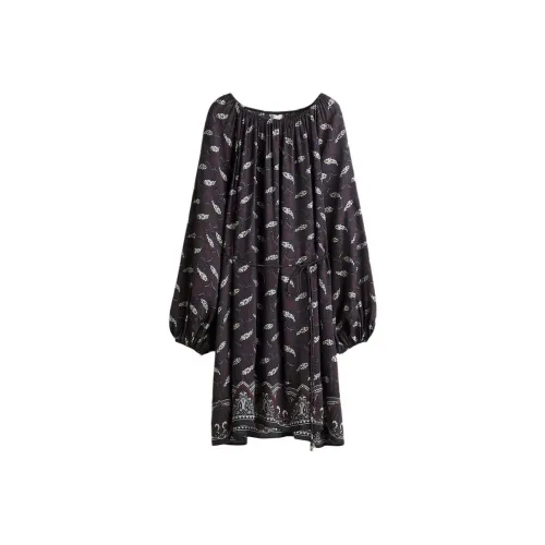 H M Морской синий Женские Длинные Платья с Длинными Рукавами