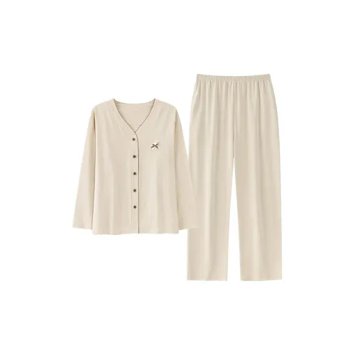 QINJING Абрикос Женские Пижамные Комплекты