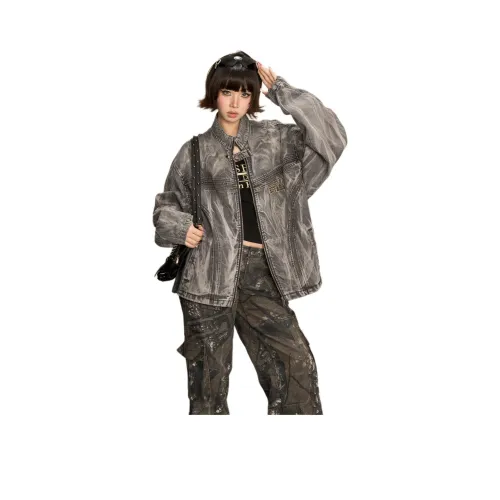 PISYPOX Серый Унисекс Джинсовые куртки