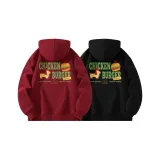 [Дышащий хлопок, удобный] Бордовый (B Гамбургер Колбаса Логотип на груди_b Гамбургер Колбаса Логотип на спине) + Черный (B Гамбургер Колбаса Логотип на груди_b Гамбургер Колбаса Логотип на спине)