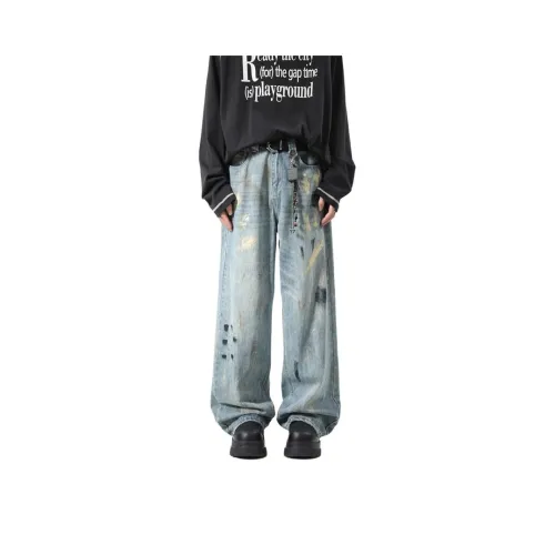 GOODHENLCE Ink Splatter Blue Unisex Jeans GOODHENLCE Кляксы чернил Синий Унисекс Джинсы