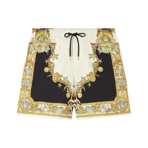 VERSACE Черные Белые Мужские Пляжные Шорты