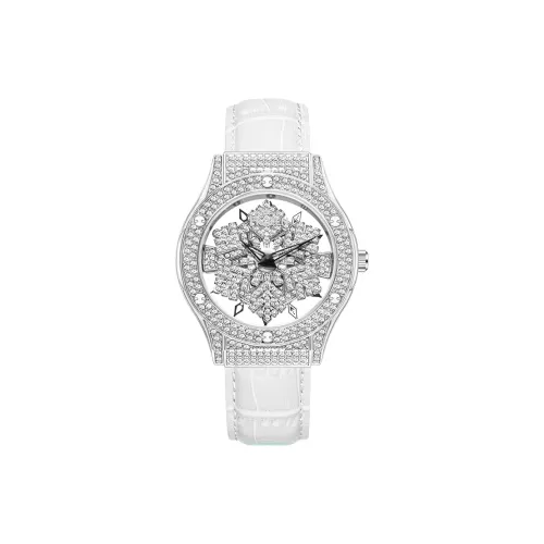 Disney Snowflake Goddess Collection Кварцевый механизм Кожаный ремешок Часы Женские часы с циферблатом в виде скелета