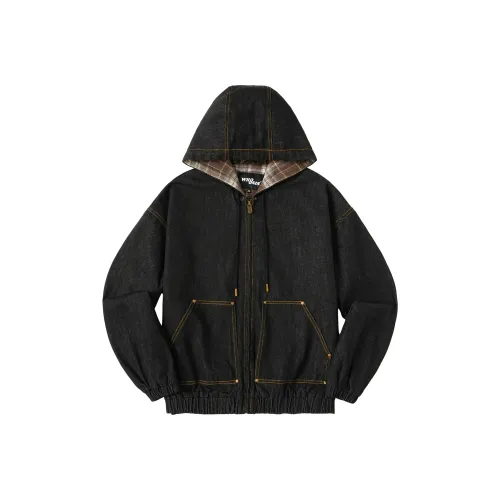 WHOOSIS Черный Оригинальный Джинсовый Унисекс Куртки