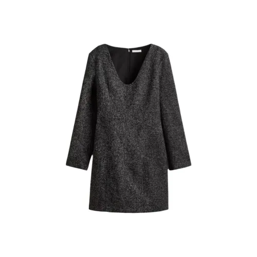 H M Черный Смешанный цвет Женские Длинные Платья с Длинными Рукавами