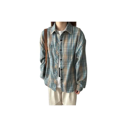 TANGQI Blue Plaid Unisex Shirt TANGQI Синий Клетчатый Унисекс Рубашка