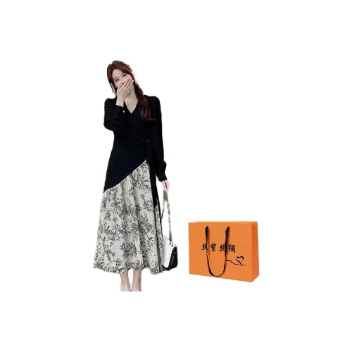 SIXUSICHOU Длинное платье с длинными рукавами женское