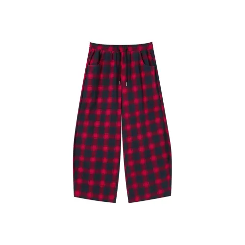 GENANX Red Plaid Unisex Casual Pants GENANX Красные Клетчатые Унисекс Повседневные Штаны