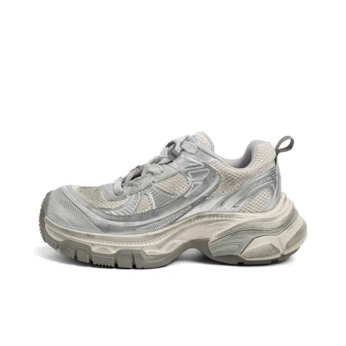 CENTRAL KITTY визуально увеличивает рост массивные кроссовки состаренная обувь унисекс серебряный полировочный