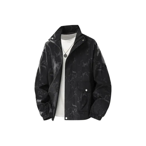 PGNC Свободный крой Большой размер Повседневный Отворотной воротник Ветрозащитный Куртка Мужская