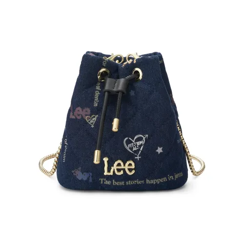 Lee Ткань Ведрообразные Сумки Сумки через плечо Сумка на плечо Женская Синяя Черная