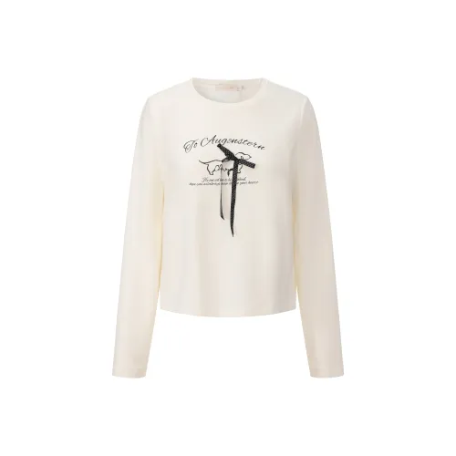 CHIWAWAMEME Молоко Белый Длинный Рукав Женская T-Рубашка