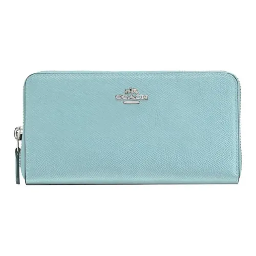 COACH Accordion Zip Крестообразная текстура Кожа Клатч Держатель для карт кошелек Женские Светлый черепаховый