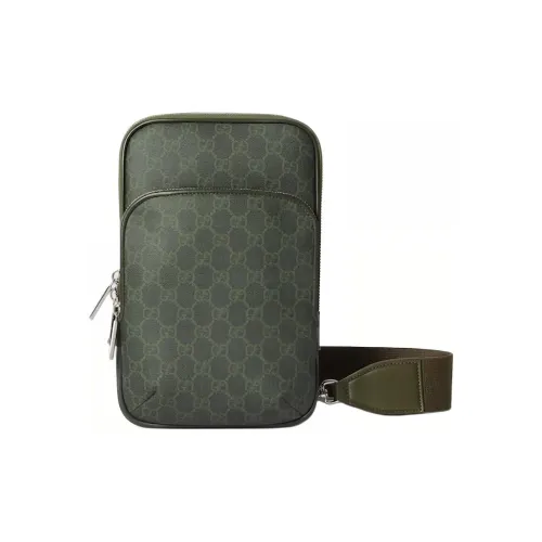 GUCCI GG Monogram Кожа Sling Сумка Маленькая Мужская Лесной Зеленый