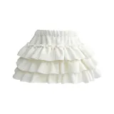 Белый, двухслойный, внутренняя и внешняя сторона с флисовой подкладкой, шорты-юбка