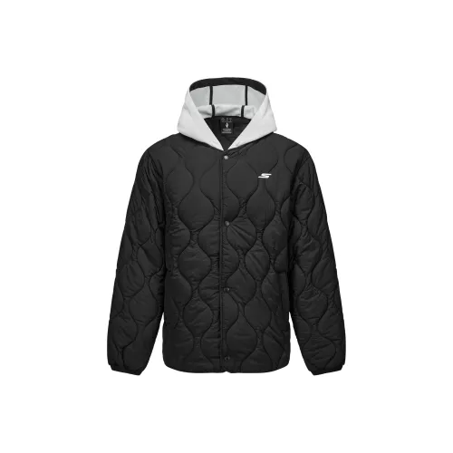 Skechers Хлопковый пуховик унисекс угольно-черный