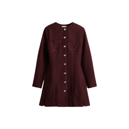 H M Бургунди Женские Длинные Платья с Длинными Рукавами