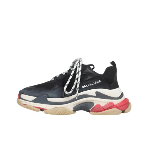 Balenciaga Triple S Low Топ Толстая подошва Кроссовки Мужские Черные Красные