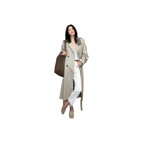 GEZITAI Светлый Абрикос Зеленый Женский Тренч