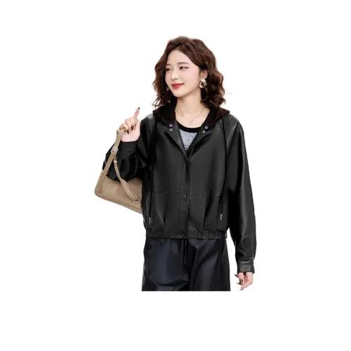 H YXIANG Кожа Куртка Женская