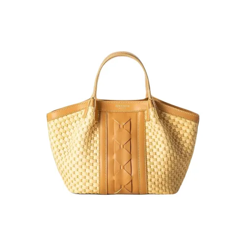 Серапиан Рафия Телячья Кожа Сумка через плечо Сумка Мини Женская Естественный Миндаль