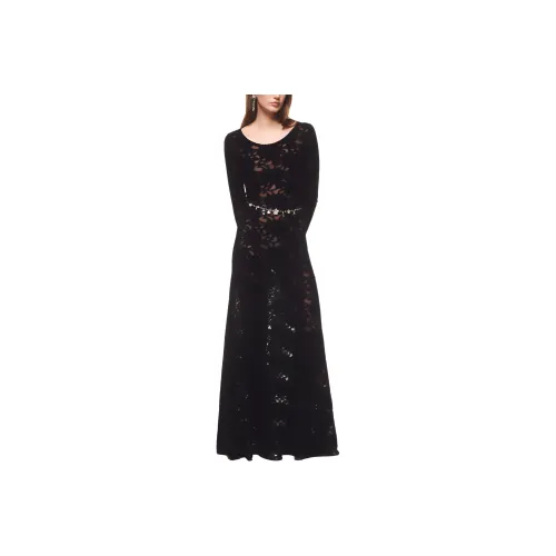 CHANEL 24 Осенний Зимний Новый Приход Длинный Рукав Платье Женское Черное