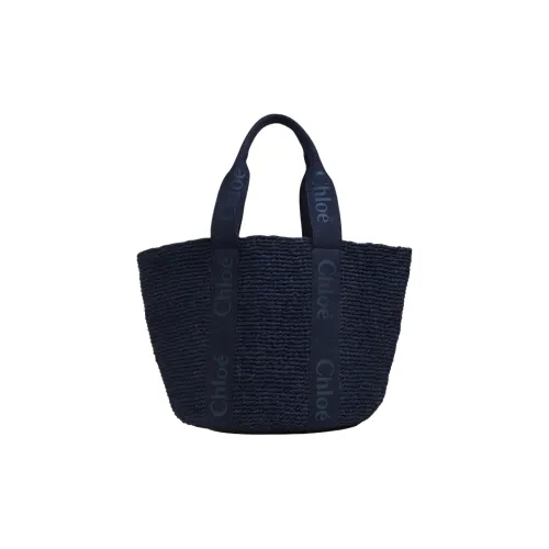Chloe Woody Denim Basket Bag Large Women's Dark Blue