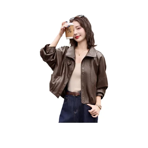 H YXIANG Кожа Куртка Женская