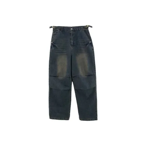 LOWEAR Винтаж Deep Pintuck Пряжка Деним Брюки Джинсы Женские