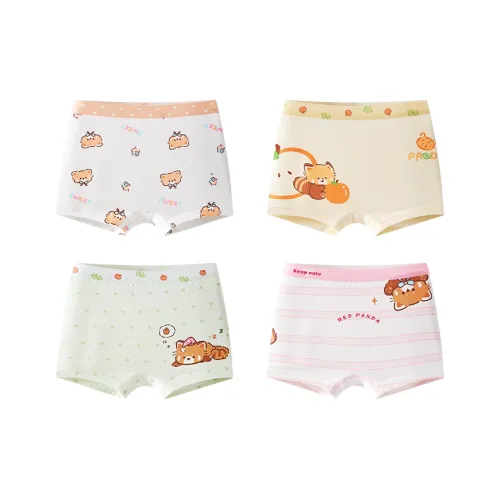 Top Melon 4 пачки Белый + Кожа + Светло-зеленый + Розовый Kids Трусы