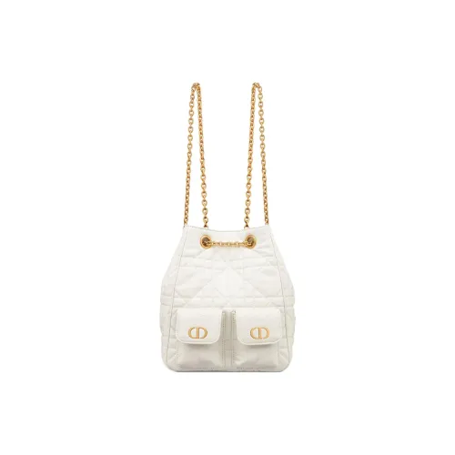 DIOR Caro Sheepskin Backpack Medium Women's Milk White DIOR Caro Овчина Рюкзак Средний Женские Молочный Белый