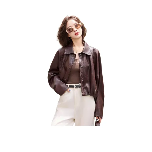 H YXIANG Кожа Куртка Женская