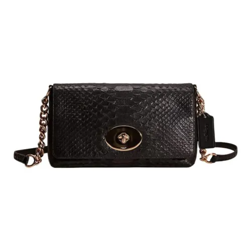 COACH Crosstown Тисненая кожа с гладкой кожей Сумка через плечо Средняя Женская Черная